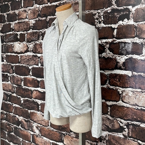 Banana Republic Shirt Draping Polo Long Sleeves Grey Size Small - Picture 6 of 11